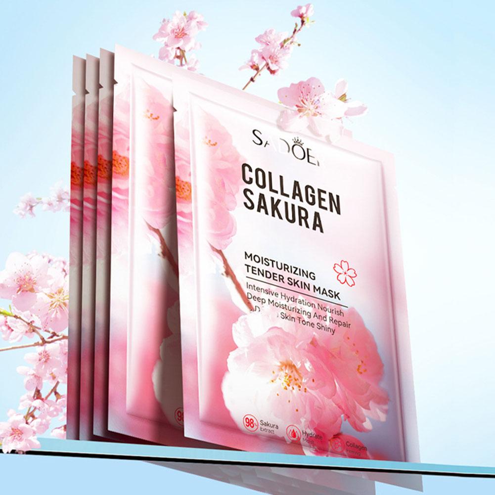 5Pcs Collagen Sakura Face Mask - Collagen Sheet Mask review and price
