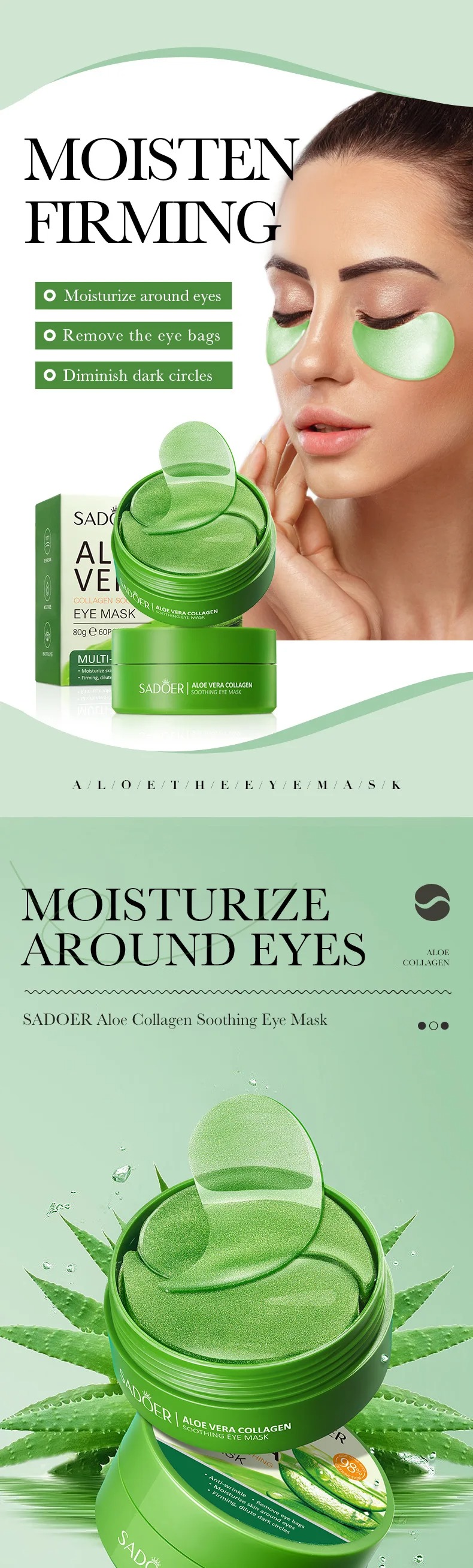 60pcs Aloe Vera Collagen Eye M - Collagen Sheet Mask review and price